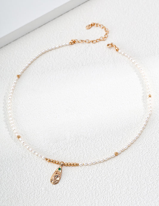 Freshwater Pearl, Cubic Zirconia, Glamorous Flower Motif Necklace