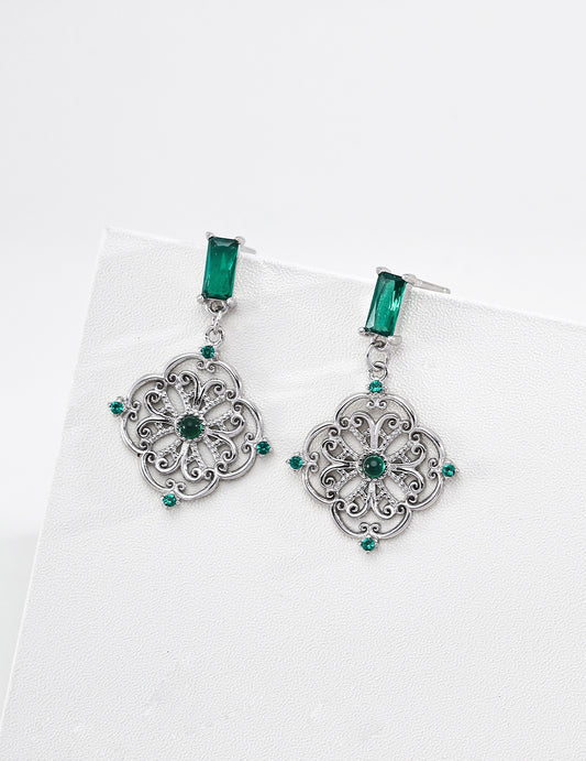 925 Sterling Silver Vintage-Style Zirconia Earrings Designer Jewelry