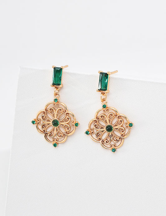 925 Sterling Silver Vintage-Style Zirconia Earrings Designer Jewelry