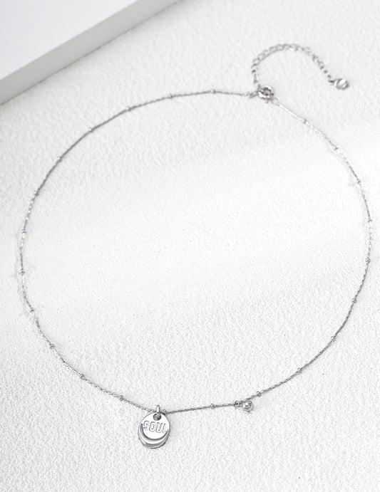 Sterling Silver 925 "Soul" Message Necklace Minimalist Design Gold
