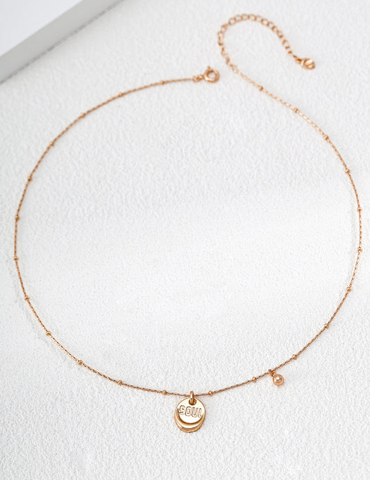 Sterling Silver 925 "Soul" Message Necklace Minimalist Design Gold