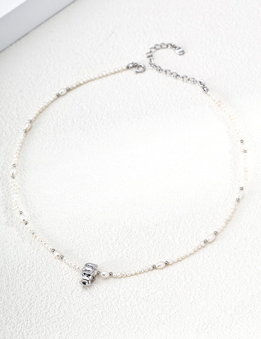 Freshwater Pearl Zirconia Geometric Necklace Milky Way Design
