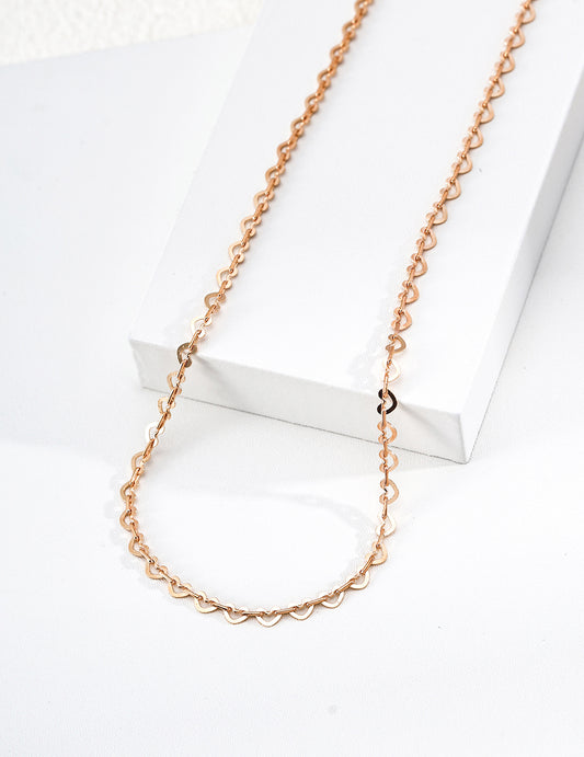 Sterling Silver 925 Heart Motif Simple Necklace Delicate Design Gold