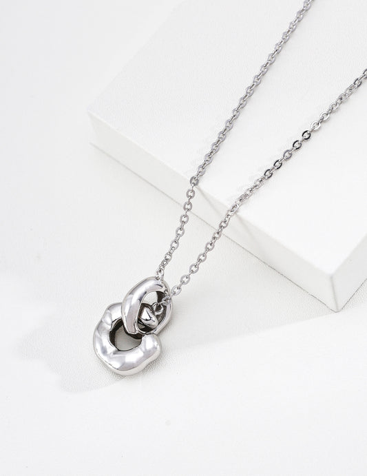Sterling Silver 925 Interlocking Necklace: Double Rings to Deepen Bonds