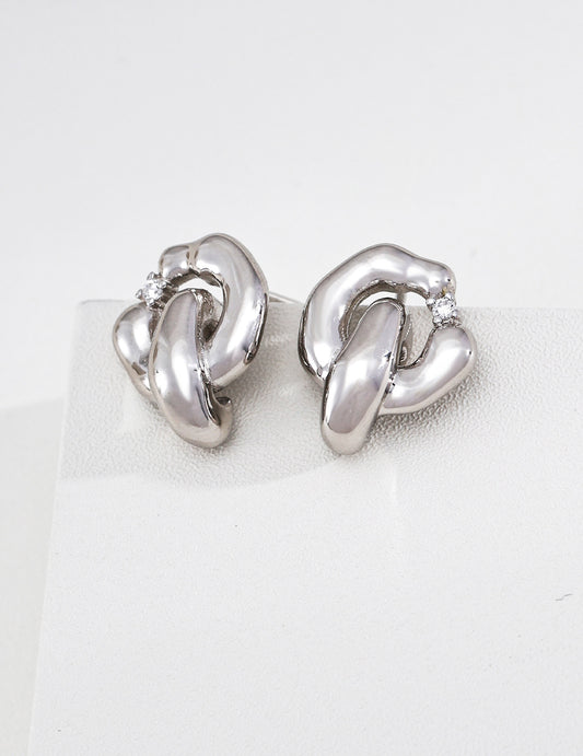 Vintage-style Zirconia Interlocking Earrings