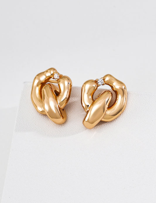 Vintage-style Zirconia Interlocking Earrings