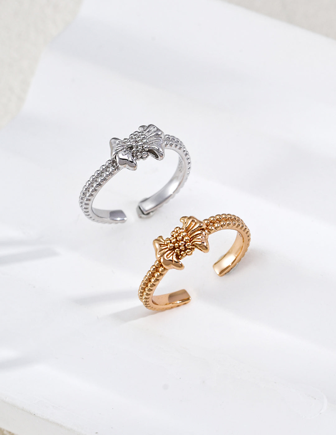 S925 金メッキ ニュアンスリボン リング ジルコニア 上品