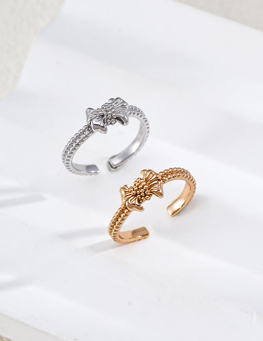 S925 Gold Plated Nuance Ribbon Ring with Zirconia, Elegant