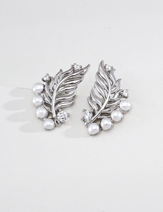 S925 Vintage Zirconia Freshwater Pearl Earrings Elegant