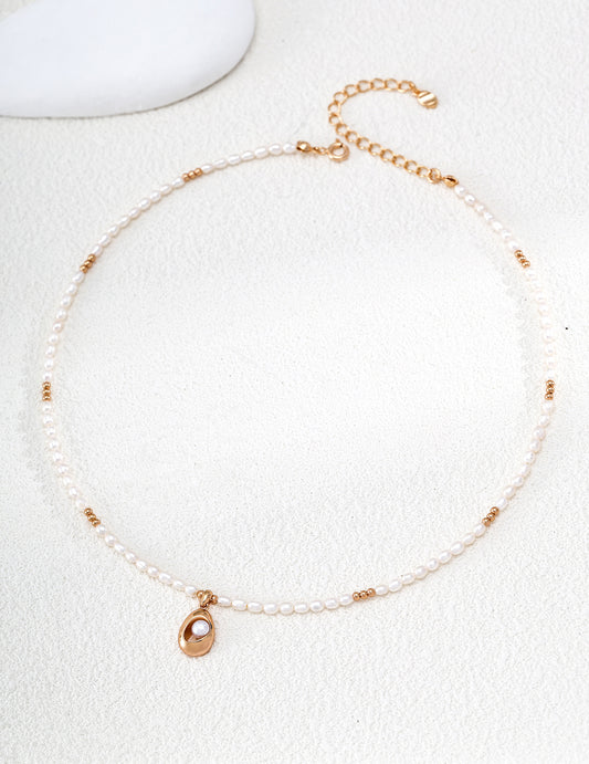 S925 Freshwater Pearl Necklace, Elegant Minimalist Design