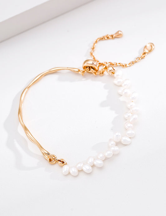 S925 Simple Freshwater Pearl Bracelet Elegant Dainty