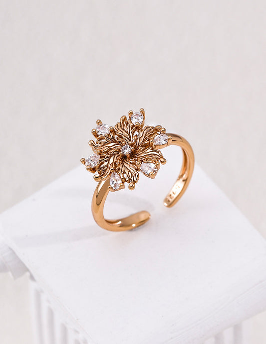 Lily Petal Zirconia Ring: The Shimmer of Refined Purity