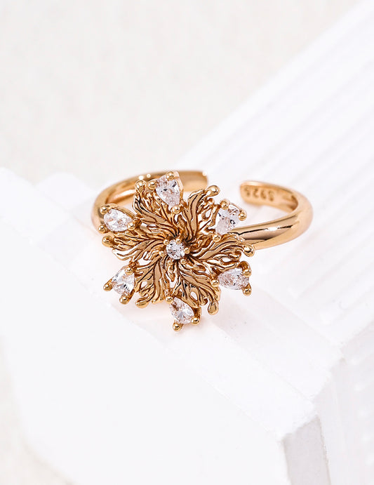 Lily Petal Zirconia Ring: The Shimmer of Refined Purity