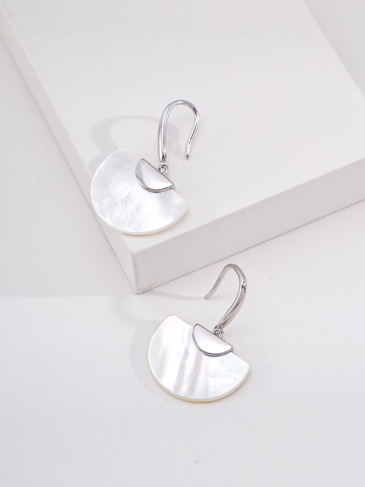 Sterling Silver White Shell Umbrella Motif Earrings