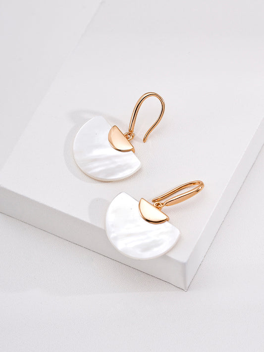 Sterling Silver White Shell Umbrella Motif Earrings