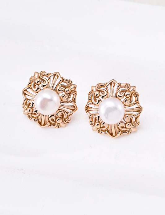 Sterling Silver 925 Design Form Freshwater Pearl Earrings