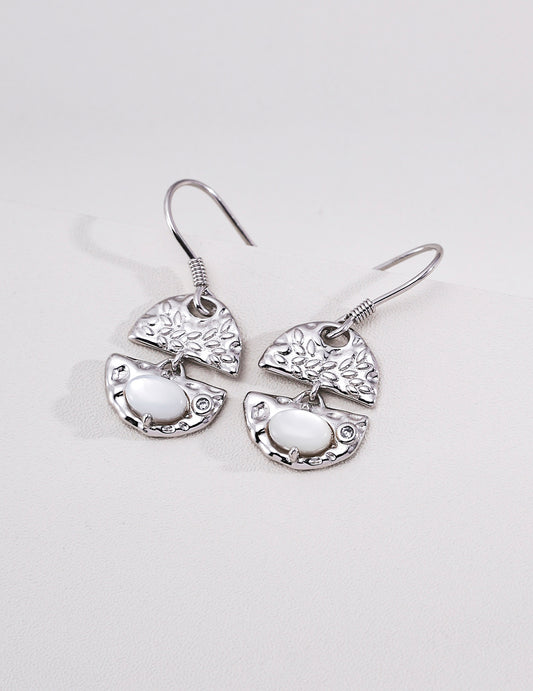 Sterling Silver Mother of Pearl Shell Motif Earrings
