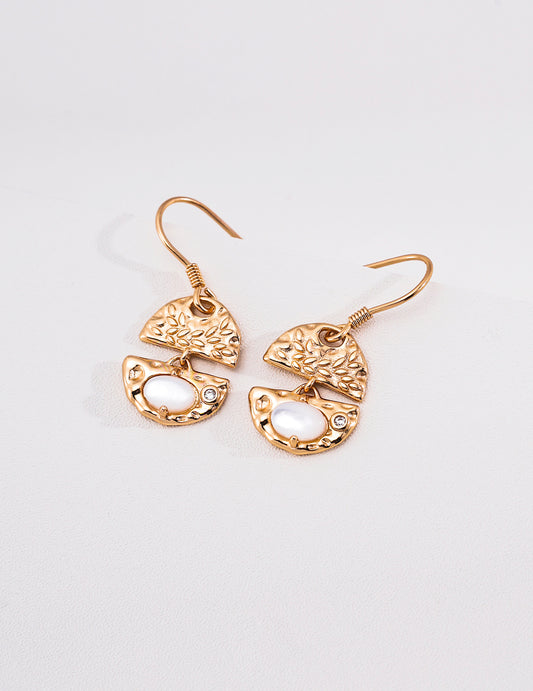 Sterling Silver Mother of Pearl Shell Motif Earrings