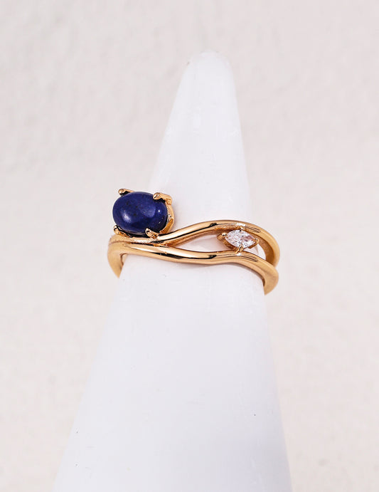 S925 Natural Stone & Mother of Pearl Vintage-Style Ring