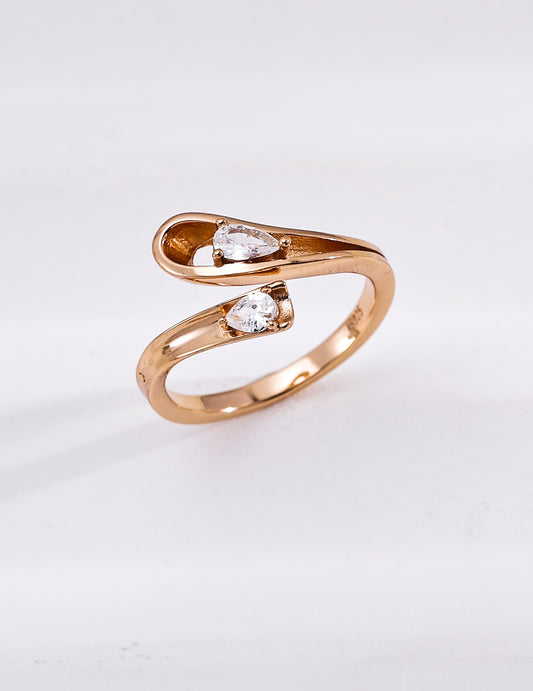 S925 Vintage Gold Three-Dimensional Zirconia Ring