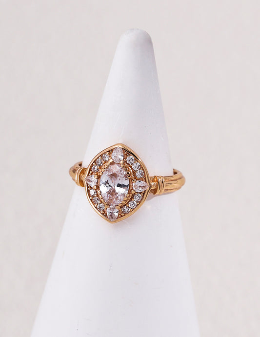 925 Sterling Silver Vintage-Style Zircon Ring