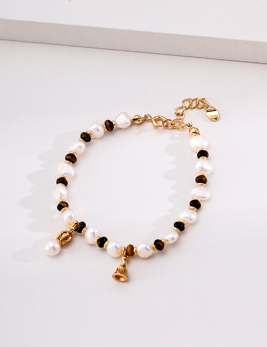 Freshwater Pearl x Tiger's Eye x Shell S925 Luxurious Natural Stone Bracelet