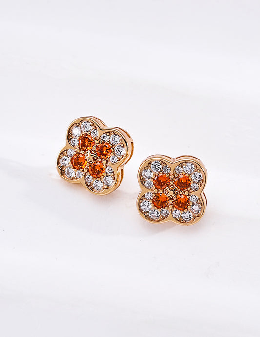 Four-leaf Clover Zirconia Earrings Bringer of Happiness