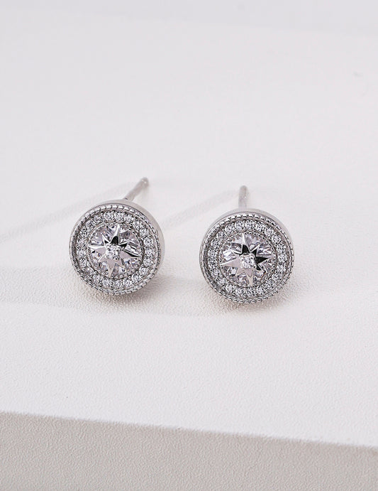 Sparkling Star Compass Zirconia Vintage-Style Earrings