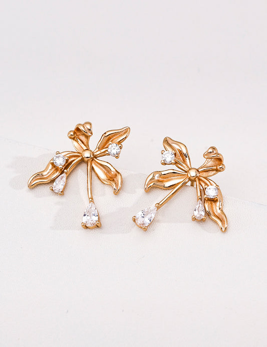 Zirconia Katsura Leaf and Bud Botanical Earrings S925 E01562