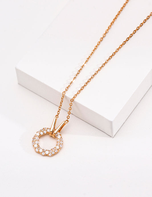 Zirconia Flower Wreath Motif Necklace S925 D0783