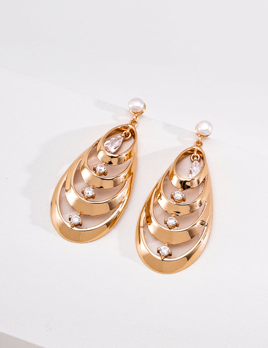 Freshwater Pearl x Cubic Zirconia Butterfly and Cocoon Earrings S925 E01536