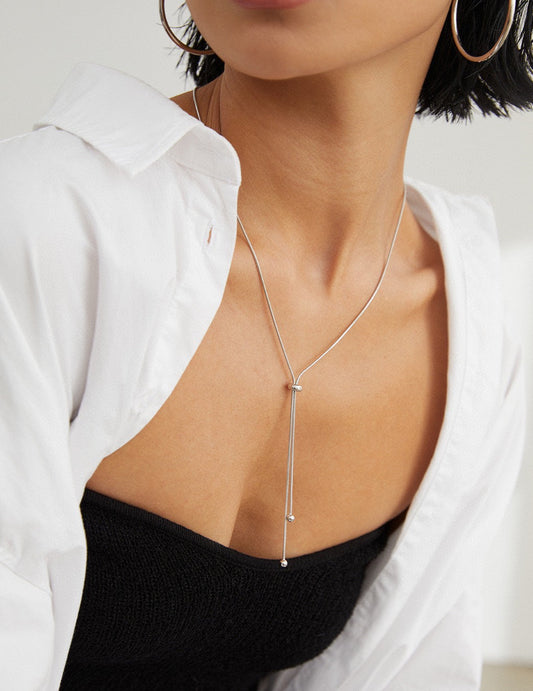 S925 Minimalist Elegant Long Necklace Gold-Plated D0208