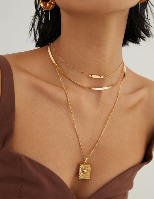 Sterling Silver Flat Snake Chain Necklace Elegant