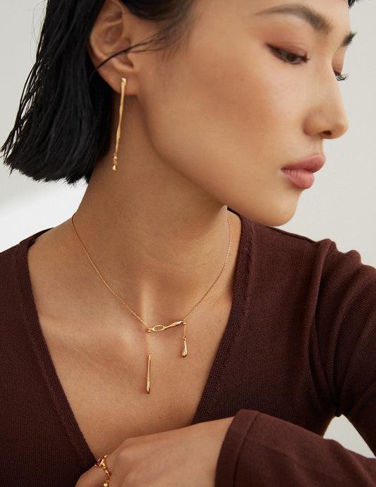 S925 Water Drop Asymmetrical Necklace