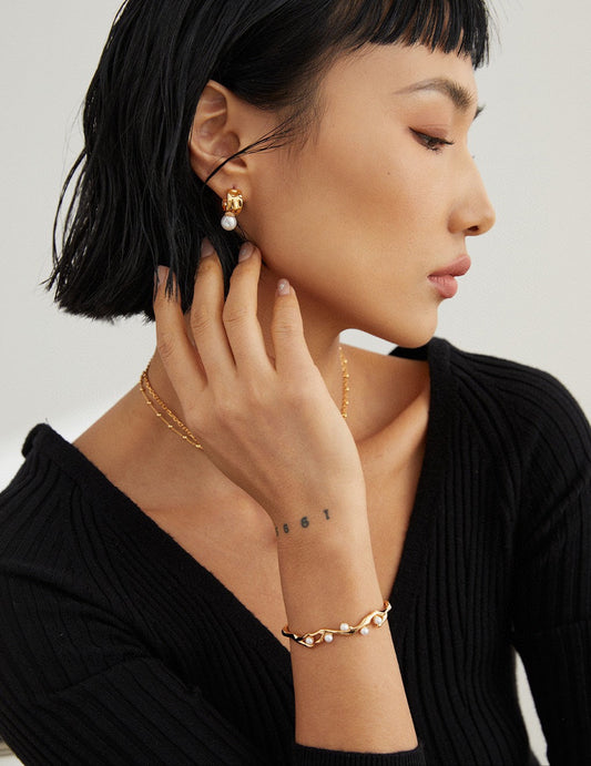 S925 Freshwater Pearl Earrings, French Minimalist, Elegant