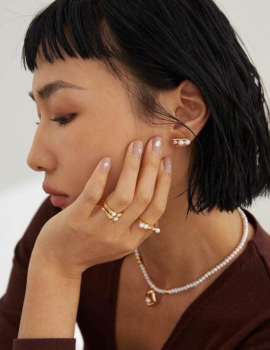 S925 Minimalist Shell Pearl Elegant Ring J0126