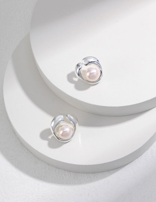 Freshwater Pearl Silver 925 Design Earrings Mode Nuance
