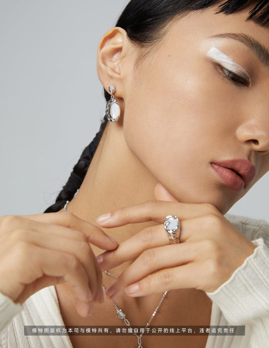 925 Sterling Silver Natural Shell Lava Texture Nuance Ring