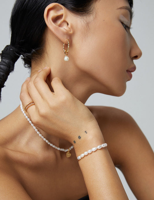 Silver 925 Freshwater Pearl Earrings: Elegant French Minimalist