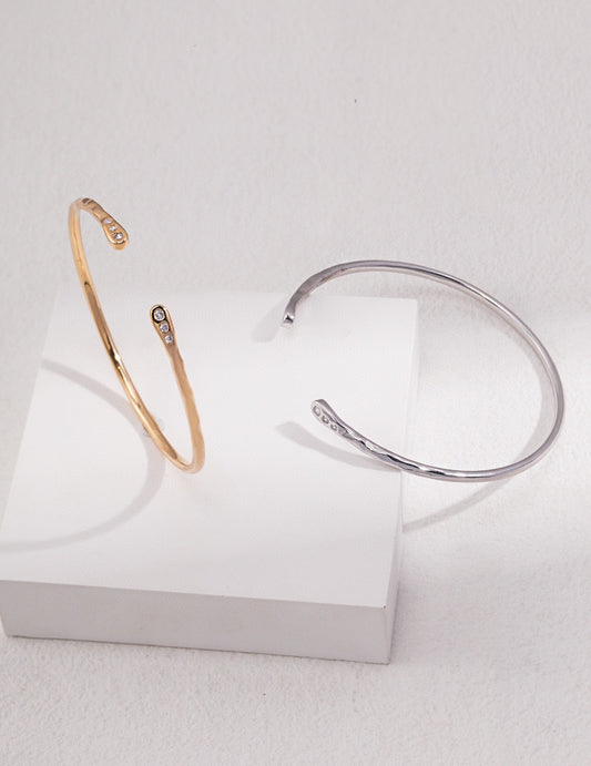 S925 Simple Minimalist Bangle French Chic Design