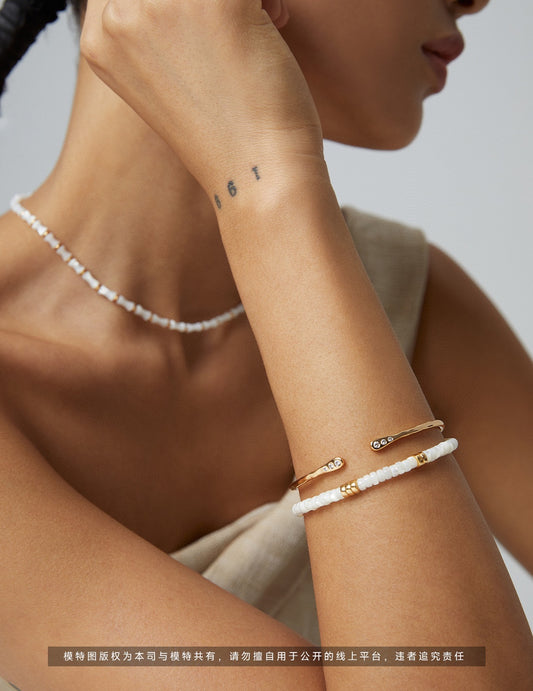 Sterling Silver 925 Freshwater Pearl Simple Chain Bracelet