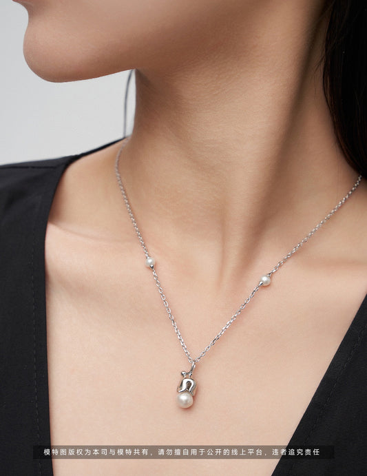 S925 Freshwater Pearl Necklace Elegant Pure Simple Design