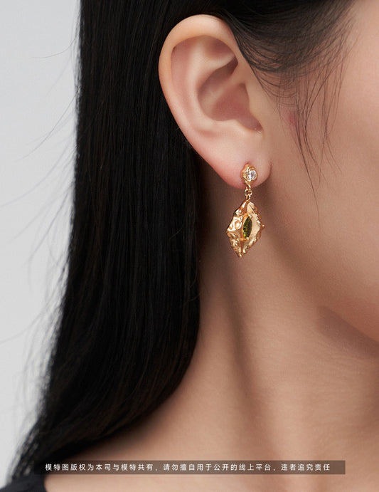 S925 Vintage-Style Nuance Earrings with Natural Stone and Zirconia