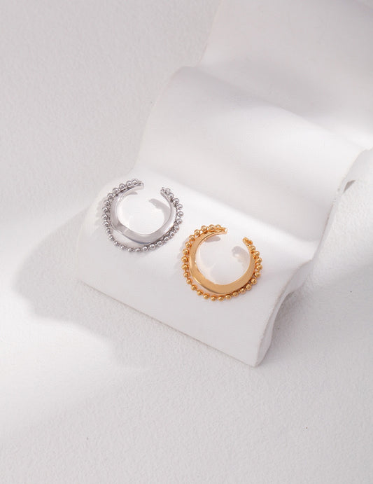 Silver 925 Fluid Aesthetic Nuance Double Line Ring (Two-Layered Style)