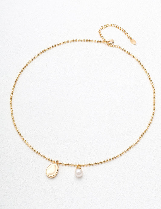 Sterling Silver 925 Freshwater Pearl Necklace - 2-Way Minimalist Design