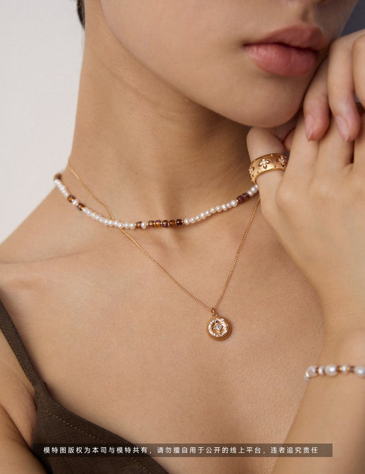 S925 Silver Zirconia Pendant Necklace Vintage Style