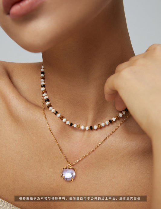 S925 Freshwater Pearl Single Pendant Elegant Gold Necklace