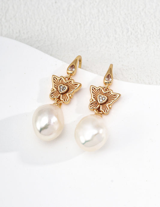 S925 Butterfly and Star Sparkle Natural Freshwater Pearl Earrings - Elegant Radiance