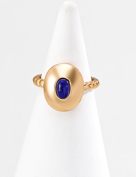 S925 Natural Stone Lapis Lazuli/Onyx Minimalist Design Ring