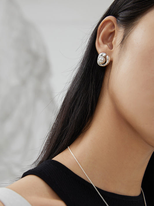 Freshwater Pearl Silver 925 Design Earrings Mode Nuance